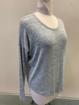 Womens, Pullover, RAG & BONE, Heather Gray, Rayon, Polyester, M, Lightweight Knit, L/S, Scoop Neck, Oversized/Loose