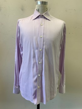 BLACK BROWN, Lilac Purple, White, Cotton, 2 Color Weave, L/S, Button Front, Collar Attached,
