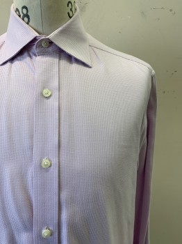 BLACK BROWN, Lilac Purple, White, Cotton, 2 Color Weave, L/S, Button Front, Collar Attached,