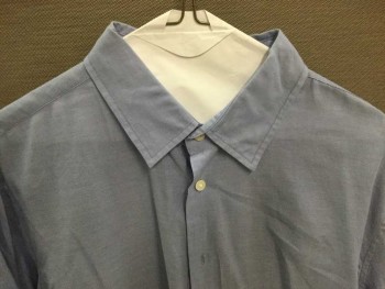 JOHN VARVATOS, Lt Blue, Cotton, Solid, Long Sleeves, Button Front, Collar Attached,