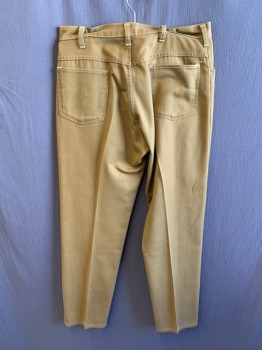 N/L, Caramel Brown, Cotton, Solid, Twill, Zip Fly, 5 Pockets, Belt Loops