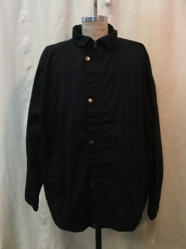 Mens, Casual Jacket, HARRITON, Black, Polyester, Cotton, Solid, 3 XL , Black, Zip & Button Front, 2 Pockets, Collar Attached,