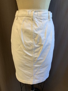 CURRENT/ELLIOTT, White, Gold, Cotton, Elastane, Solid, 8 Buttons Down Front, 3 Pockets