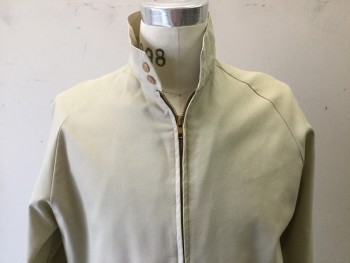 Mens, Casual Jacket, AUBURN, Khaki Brown, Polyester, Cotton, Solid, M, Zip Front, Collar Attached, 2 Pockets, Lightweight Jacket