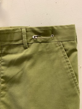 N/L, Tan Brown, Cotton, Solid, Flat Front, Slightly Flared Leg, Zip Fly, 4 Pockets, Belt Loops,