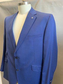 Mens, Sportcoat/Blazer, TED BAKER, Navy Blue, Midnight Blue, Wool, Cotton, Diamonds, 50L, Tiny Busy Diamond Pattern, Single Breasted, Notched Lapel, 2 Buttons, 4 Pockets, Silver Square Pin at Lapel, Lining is Black with Tiny Gray and Purple Diamond Pattern