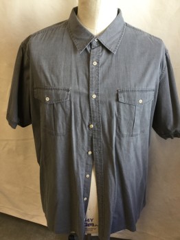 FOUNDRY, Warm Gray, Cotton, Solid, Ripstop Pattern, Collar Attached, Button Front, 2 Pockets with Flap, Ss