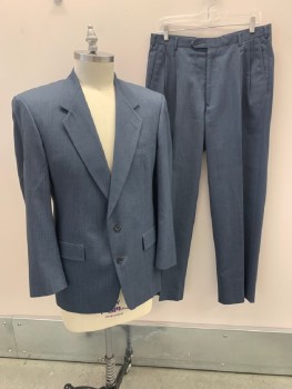 AUSTIN REED DILLARDS, Navy Blue, Dk Gray, Wool, 2 Color Weave, Notched Lapel, Single Breasted, B.F., 2 Bttns, 3 Pckts