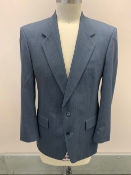 AUSTIN REED DILLARDS, Navy Blue, Dk Gray, Wool, 2 Color Weave, Notched Lapel, Single Breasted, B.F., 2 Bttns, 3 Pckts
