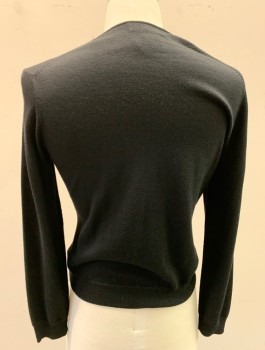 Mens, Pullover Sweater, BROOKS BROTHERS, Black, Wool, Silk, Solid, M, Knit, Long Sleeves, V-neck