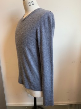 Mens, Pullover Sweater, JAMES PERSE, Gray, Cashmere, Heathered, M, 2, Knit, V Neck, L/S