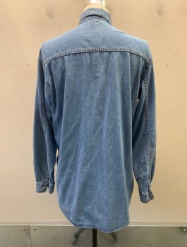 Mens, Casual Shirt, LEVI'S, Blue, Cotton, Solid, M, Button Front, C.A., L/S, 2 Pockets,