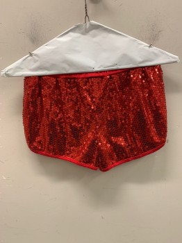 ROUTE 3, Red, Polyester, Spandex, Solid, Elastic Waistband, Red Sequins