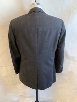 CHAPS, Brown, Teal Green, Red Burgundy, Wool, Stripes - Pin, Notched Lapel, Single Breasted, Button Front, 2 Buttons, 3 Pockets