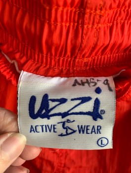 Mens, Swim Suit, UZZI, Red, Polyester, Solid, W30-34, Drawstring and Elastic Waist, 2.5" Inseam, Built in Briefs Inside