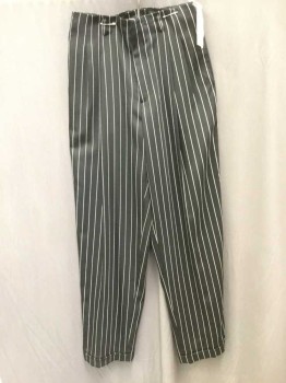 SILVIA'S COSTUMES, Black, White, Stripes - Pin, No Waistband, Belt Loops, Pleated Front, Zip Fly, Cuffed Hem