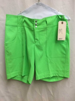 JOFIT, Lime Green, Polyester, Spandex, Solid, Neon Lime Green, 2 Pockets,