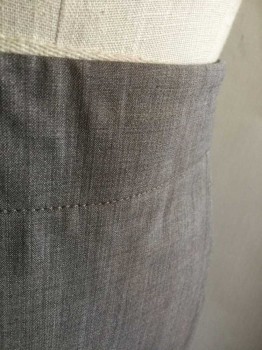 BANANA REPUBLIC, Taupe, Wool, Spandex, Solid, Pencil Skirt, Hem Below Knee, Invisible Zipper