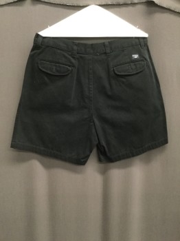 Mens, Shorts, DOCKERS, Black, Cotton, Solid, W:36, Pleated Front, Zip Fly