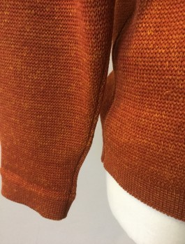KASO KNIT, Burnt Orange, Wool, Solid, Cardigan, Knit, Long Sleeves, V-neck, 5 Silver Buttons (**Missing 1) with Embossed Detail,