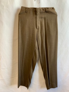 OVEN CURED, Brown, Black, Wool, 2 Color Weave, Flat Front, Zip Fly, 4 Pockets, Belt Loops