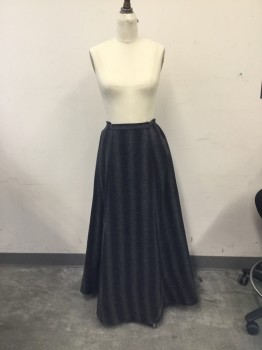 MTO, Gray, Charcoal Gray, Red, Wool, Rayon, Stripes, 6 Panel Long Skirt, Drawstring Back Waist, Size Variable at Waist Up to 40", Moth Holes in Skirt