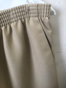 Womens, Pants, ALFRED DUNNER, Beige, Polyester, Solid, 14, Elastic Waist, Tapered Leg with Crease at Center of Each Leg, 2 Side Pocket **Has Some Pen Marks on Legs