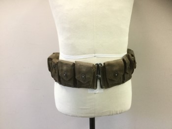 Unisex, Sci-Fi/Fantasy Belt, N/L, Olive Green, Cotton, Solid, 36, Aged/Distressed, Pouches, Military