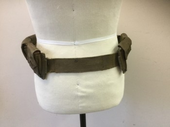 N/L, Olive Green, Cotton, Solid, Aged/Distressed, Pouches, Military