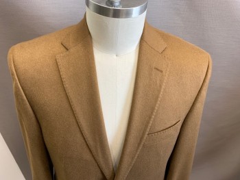 Mens, Sportcoat/Blazer, CARROLL & CO., Brown, Cashmere, Solid, 43 R, 2 Button Front, Notched Lapel, 3 Pockets,