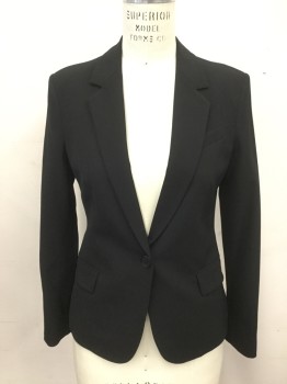 Womens, Blazer, THEORY, Black, Wool, Elastane, Solid, S, Single Breasted, Collar Attached, Notched Lapel, 3 Pockets, Long Sleeves