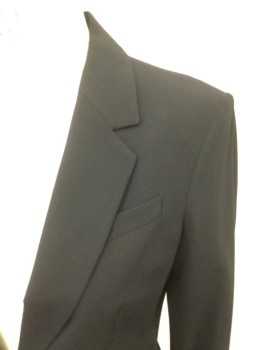 Womens, Blazer, THEORY, Black, Wool, Elastane, Solid, S, Single Breasted, Collar Attached, Notched Lapel, 3 Pockets, Long Sleeves