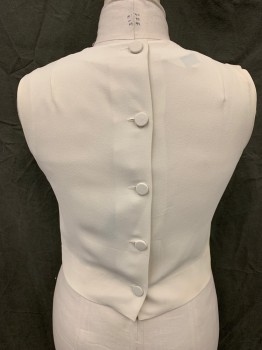 MAJESTIC, Cream, Acetate, Viscose, Solid, Sleeveless, Round Neck, Knots at Princess Seams Near Hem Front, Button Back, *Discoloration Right Shoulder and Side*