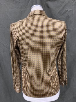Mens, Shirt Disco, LEE JAY, Dk Brown, Tan Brown, Gray, Polyester, S 35, N 15.5, Circle Medallions, Center Front Ornate Stripes, Button Front, Collar Attached, Long Sleeves, 1 Pocket,