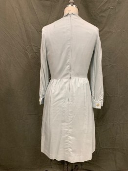 Womens, 1960s Vintage, Suit, Dress, CARLYE, Sea Foam Green, Acetate, Heathered, W 31, B 40, Zip Back, Band Collar with Self Tie, Long Sleeves, Button Cuff, Gathered at Waistband, Hem Below Knee,