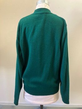 Childrens, Sweater, CARRAL, Dk Green, Wool, Solid, 16, V-N, Button Front, 2 Pockets,
