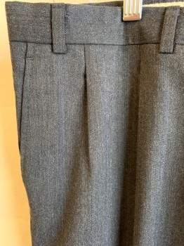 EVAN PICONE, Dk Gray, Mint Green, Blue, Wool, Stripes - Pin, Side Pockets, Zip Front, Pleat Front