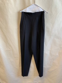 Womens, Slacks, ROMEO GIGLI, Black, Poly/Cotton, W26, Pleated Front, Zip Front, 2 Welt Pocket, at Back