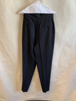 Womens, Slacks, ROMEO GIGLI, Black, Poly/Cotton, W26, Pleated Front, Zip Front, 2 Welt Pocket, at Back
