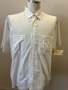 Mens, Shirt, PURPLE CREST, 16.5, Off White, Cotton, B.F., S/S, C.A., 2 Button'd Patch Pocket,