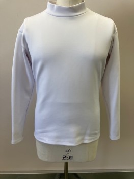 Unisex, Sci-Fi/Fantasy Top, NO LABEL, White, Synthetic, Solid, XL, Mock Neck, L/S,
