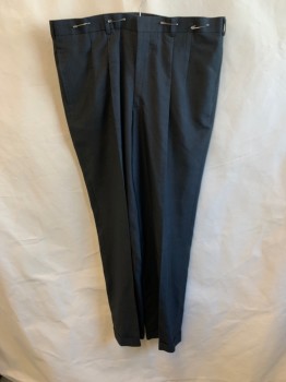 Mens, Slacks, NL, Black, Rayon, Textured Fabric, 41/33, Side Pockets, Zip Front, Pleated Front, 2 Welt Pockets, Cuffed