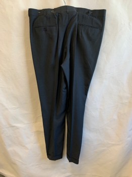 Mens, Slacks, NL, Black, Rayon, Textured Fabric, 41/33, Side Pockets, Zip Front, Pleated Front, 2 Welt Pockets, Cuffed