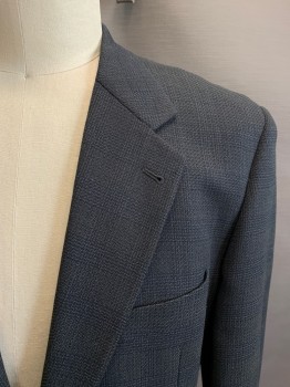 JOSEPH ABBOUD, Black, Blue, Taupe, Wool, Plaid, Single Breasted, 2 Buttons, Notched Lapel, 3 Pockets, 4 Button Cuffs