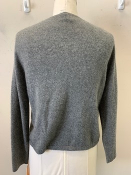 Womens, Pullover, CROFT & BARROW, Heather Gray, Cashmere, Heathered, L, L/S, V-N,