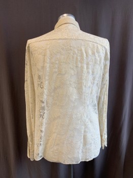DOLCE & GABBANA, Cream, Polyester, Floral, C.A., Button Front, L/S, 1 Pocket,