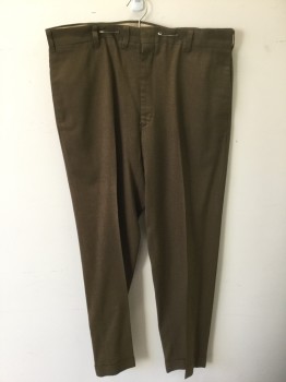 Mens, Pants, SEARS THE MENS STORE, Brown, Polyester, Wool, Solid, Ins:31, W:38, Brown with Black Weave, Zip Fly, 4 Pockets, Slim Leg, Cuffed Hems,
