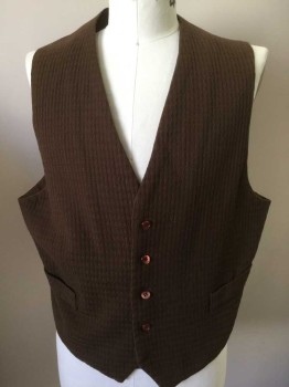 MTO, Brown, Wool, Cotton, Single Breasted, 5 Buttons, 2 Pockets, Heavy Texture Weave, Solid Cotton Back,