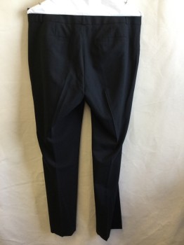 Womens, Slacks, BANANA REPUBLIC, Black, Wool, Spandex, Solid, W:34, 8, 1.5" Waistband with Belt Hoops, Flat Front, Zip Front, 4 Pockets, Low-rise