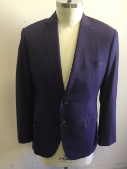 HIGH SOCIETY, Dk Purple, Wool, Made To Order, Single Breasted, 2 Buttons,  Notched Lapel, Iridescent Quality